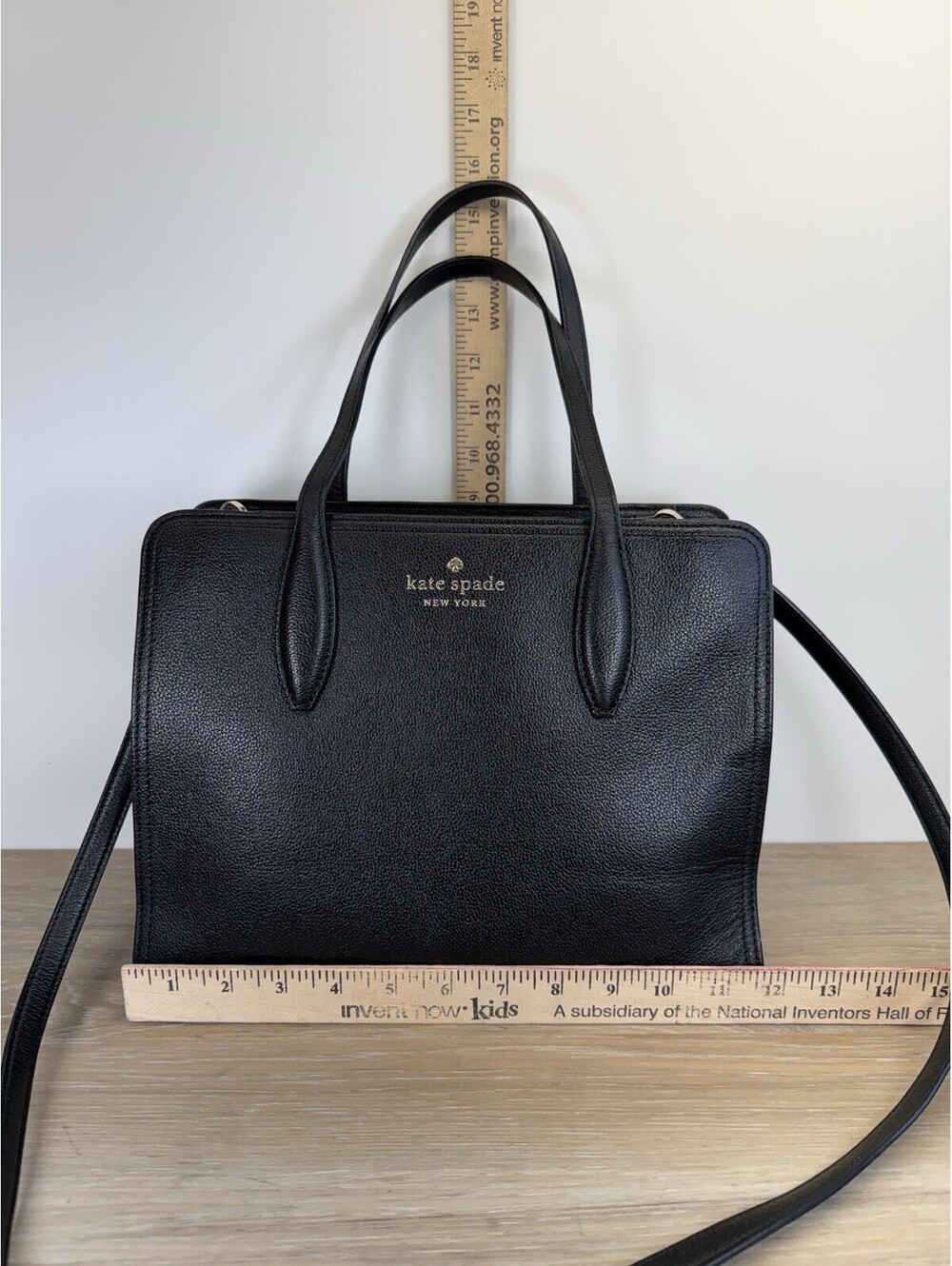 Kate Spade New York Women Medium Black Pebbled Leather Rowe Top Zip Satchel Bag - Picture 8 of 9